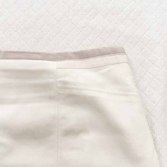 Club Monaco Cream Pencil Skirt Contrast Brown Band Size 8 - Picture 2 of 7
